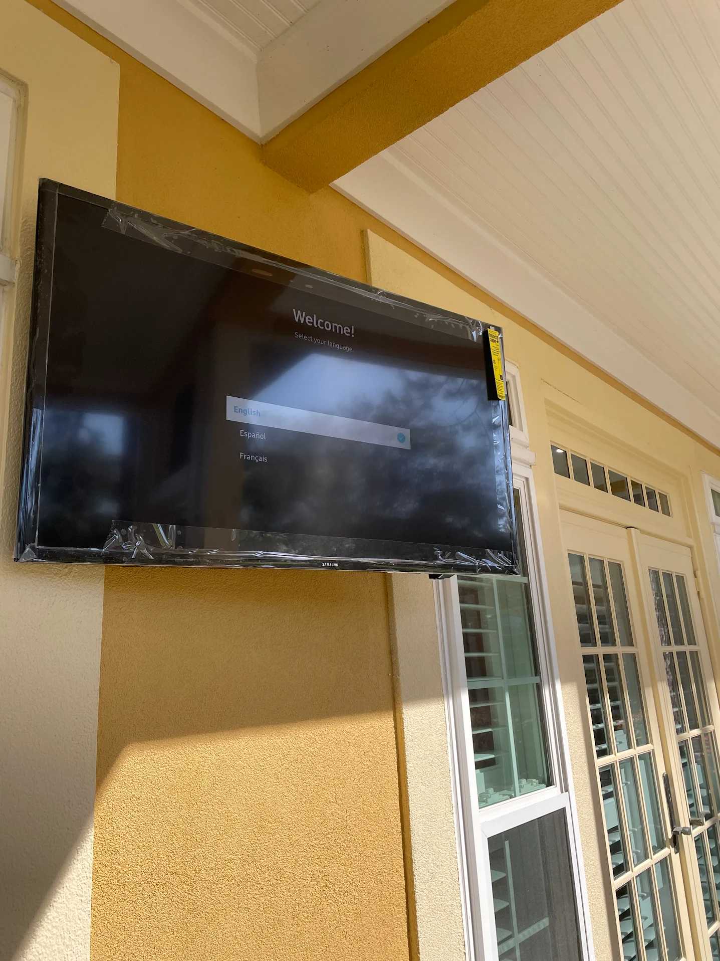 DFS Electric outdoor TV install on a covered porch, Panama City FL